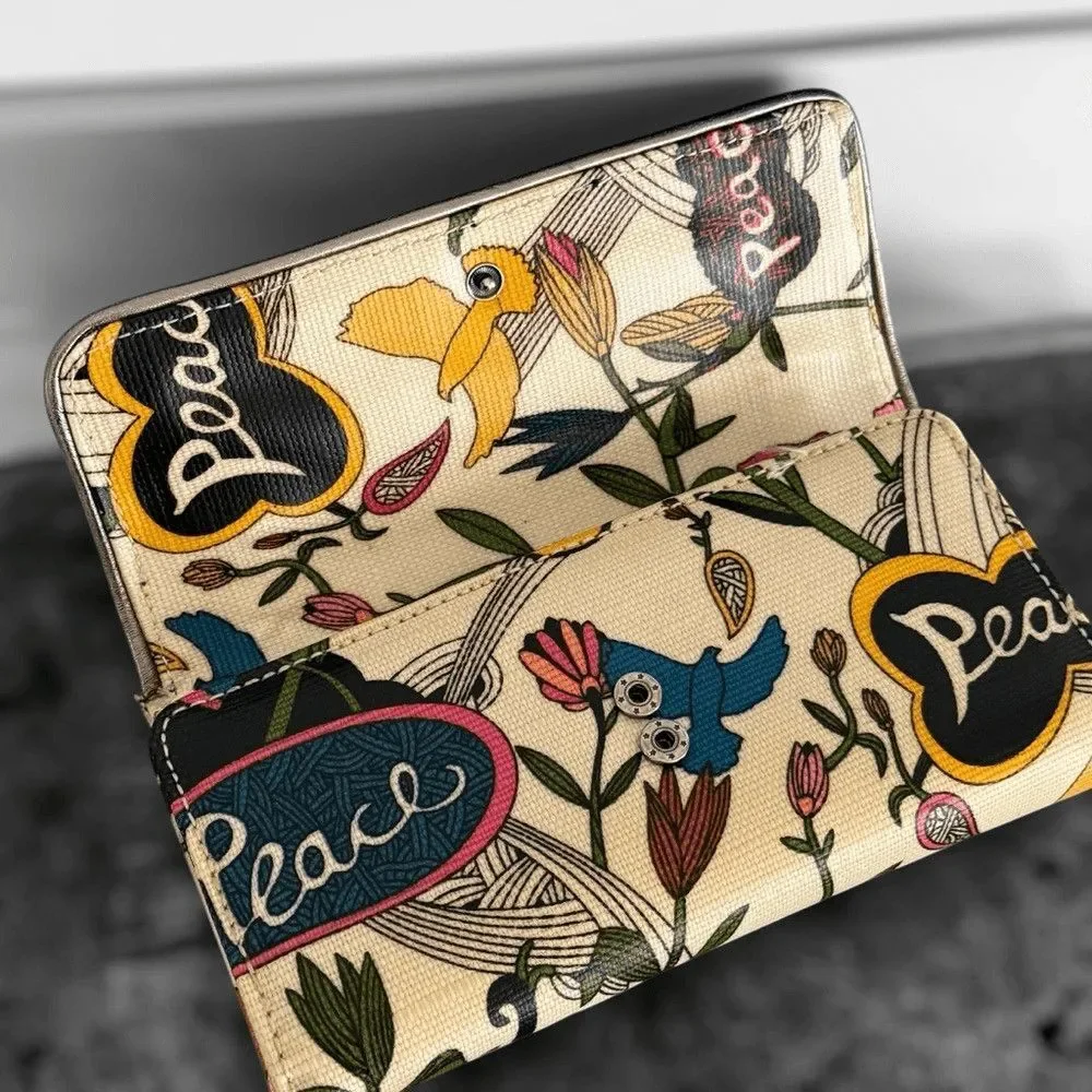 Sakroots Birds of Paradise Clutch Trifold Wallet Nature Peace Happy boho